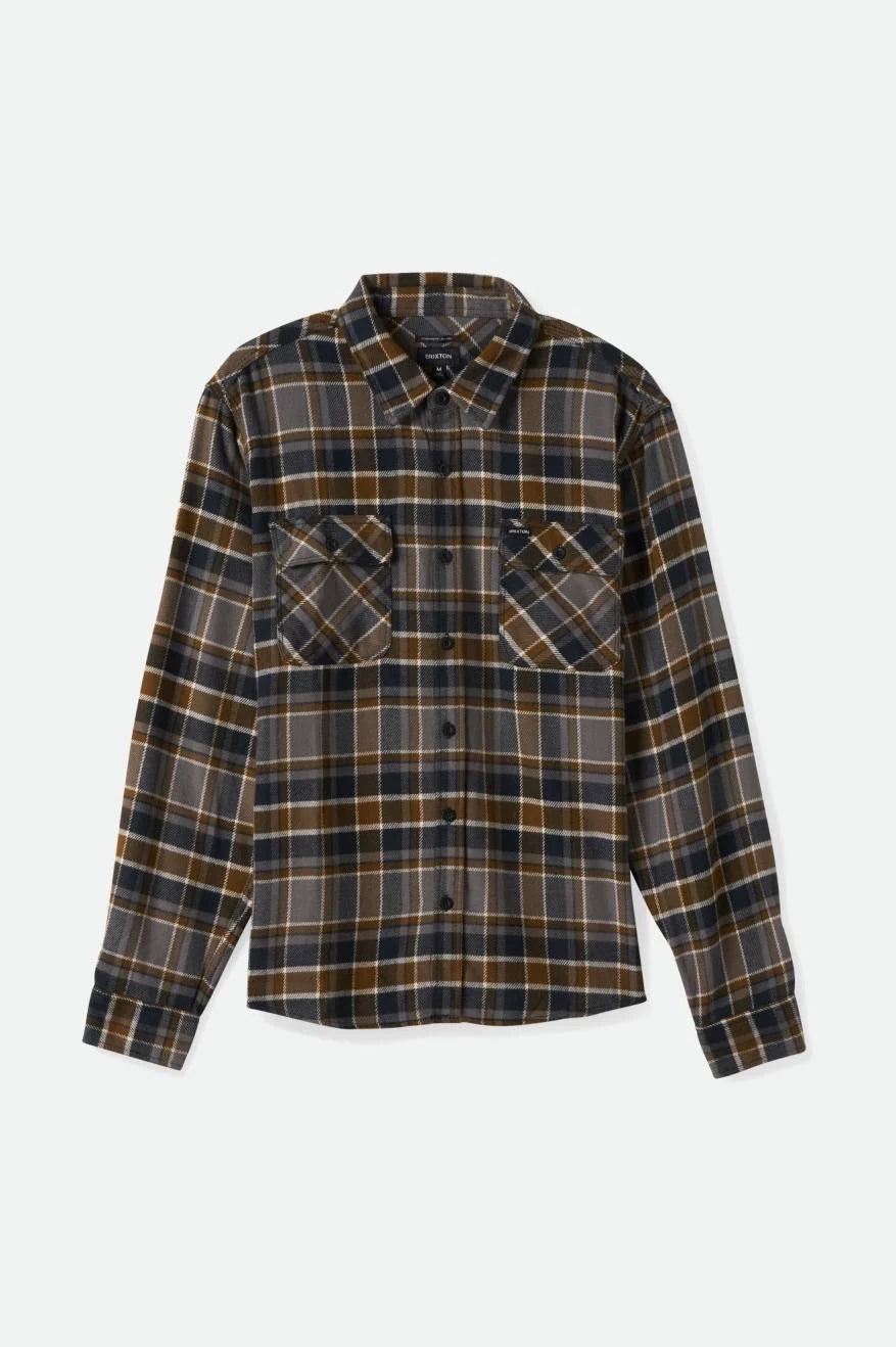 Brixton Bowery L/S Flannel BLACK/DESERT PALM/BEIGE