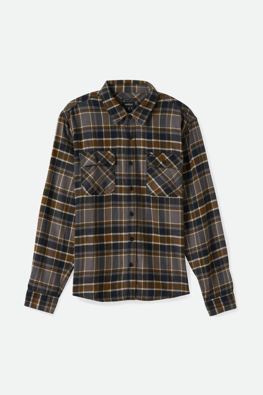 Brixton Bowery L/S Flannel BLACK/DESERT PALM/BEIGE