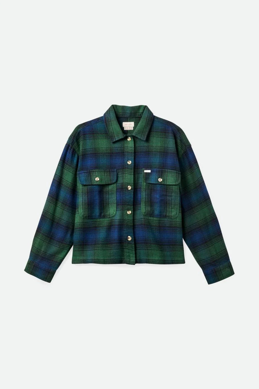 Brixton Bowery Womens LS Flannel PINE NEEDLE / DEEP SEA