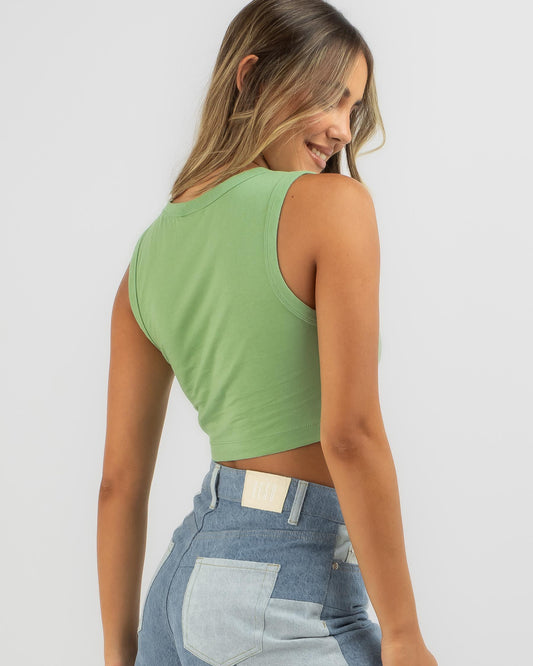 Afends Orchid Recycled Cropped Singlet PISTACHIO