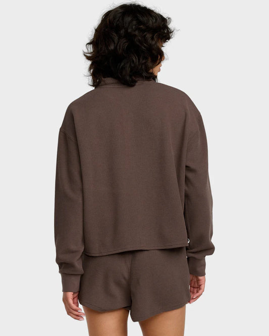 RVCA Glory Waffle Pullover BROWN BEAR