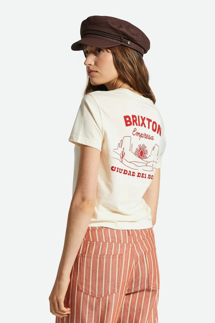Brixton Empresa Fitted Crew Tee WHITE SMOKE