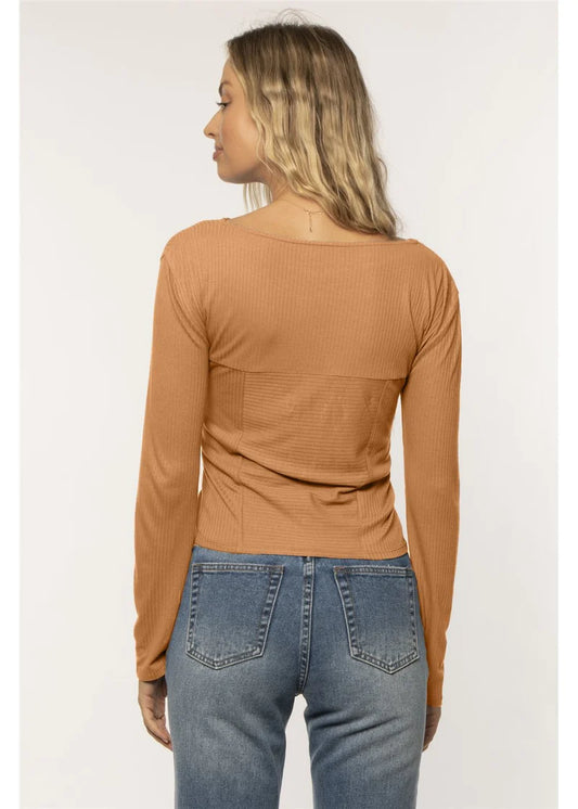 Amuse Karli LS Knit Top TOFFEE