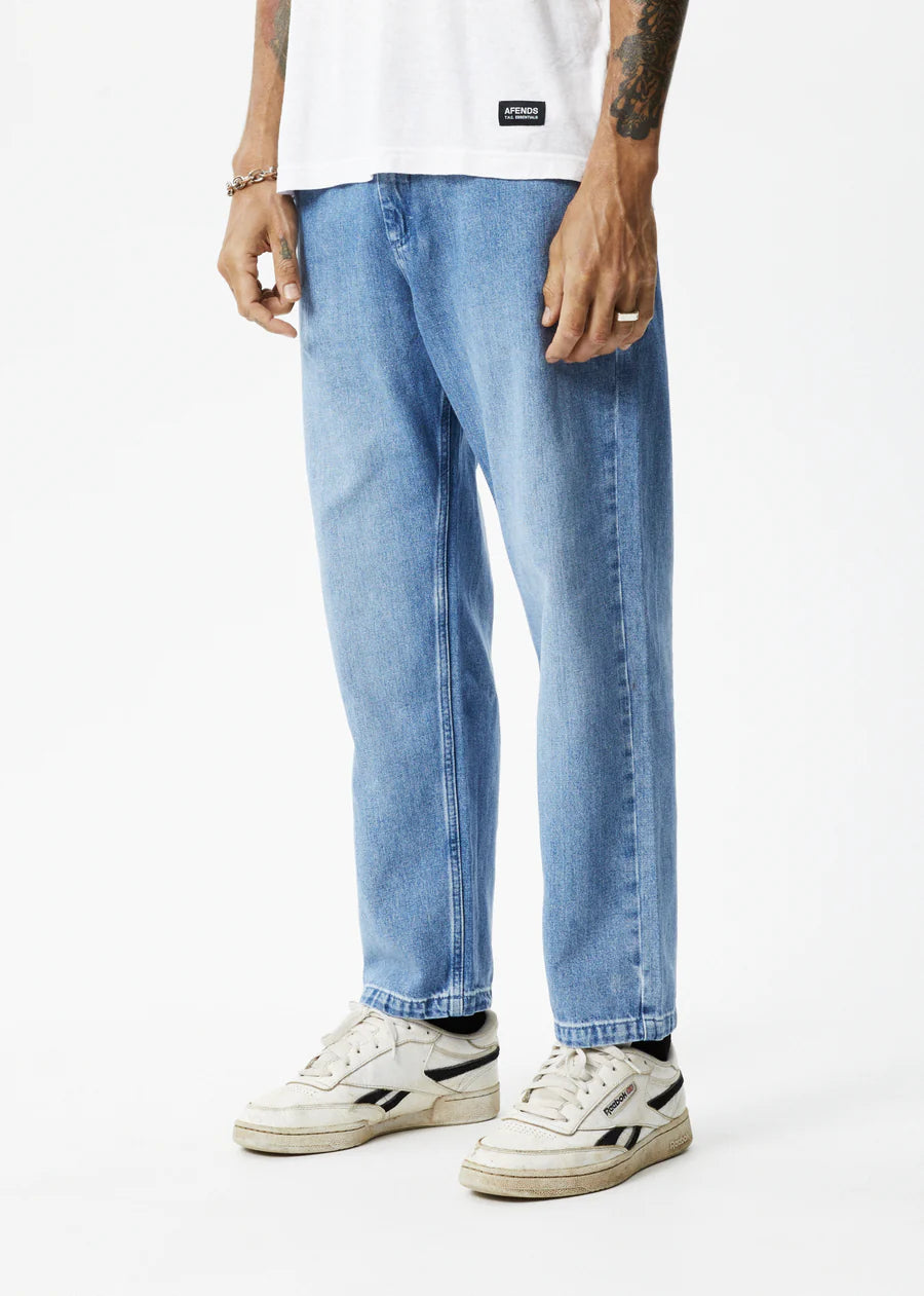 Afends Ninety Twos Hemp Denim Relaxed Jeans WORN BLUE