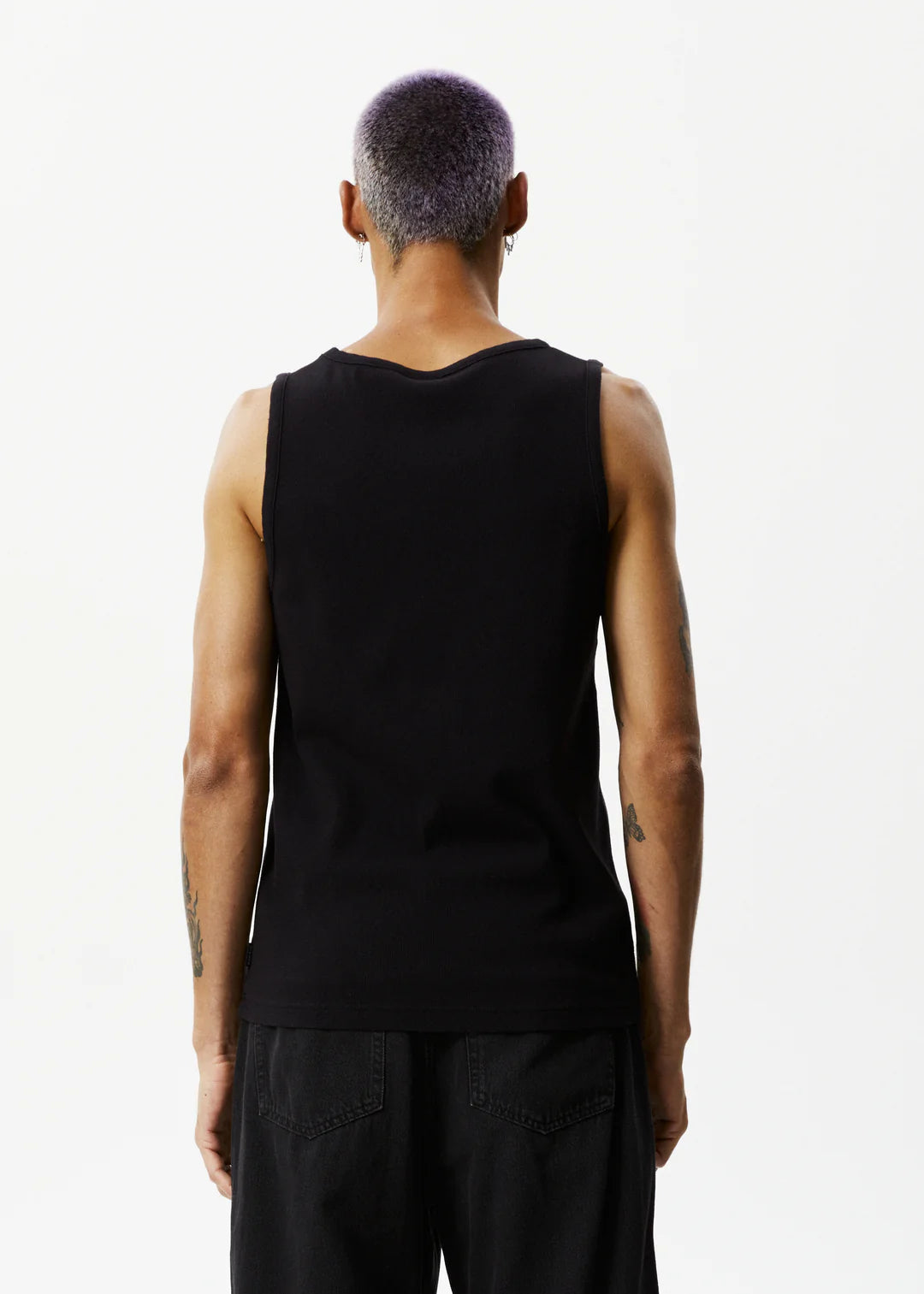 Afends Paramount Recycled Ribbed Singlet BLACK