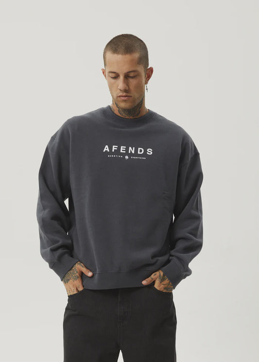 Afends Thrown Out Crew Neck Jumper CHARCOAL