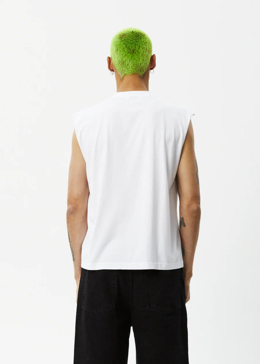 Afends Limits Graphic Sleeveless T-Shirt WHITE