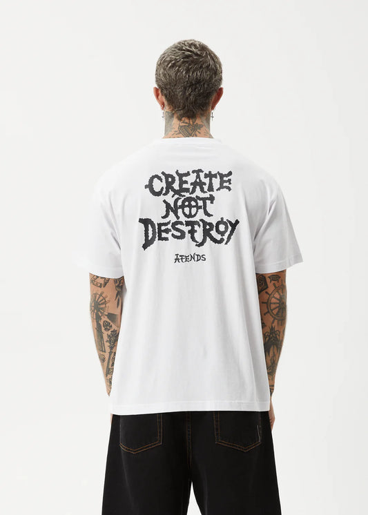 Afends Destroyer Recycled Boxy Fit Tee WHITE
