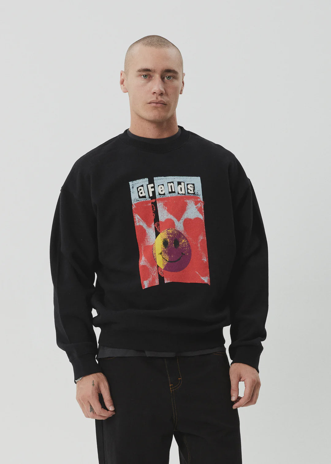 Afends Dime Bag Crew Neck Jumper BLACK