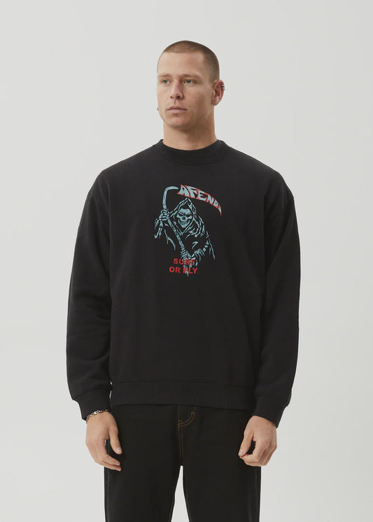 Afends Surf Or Fly Crew Neck Jumper BLACK