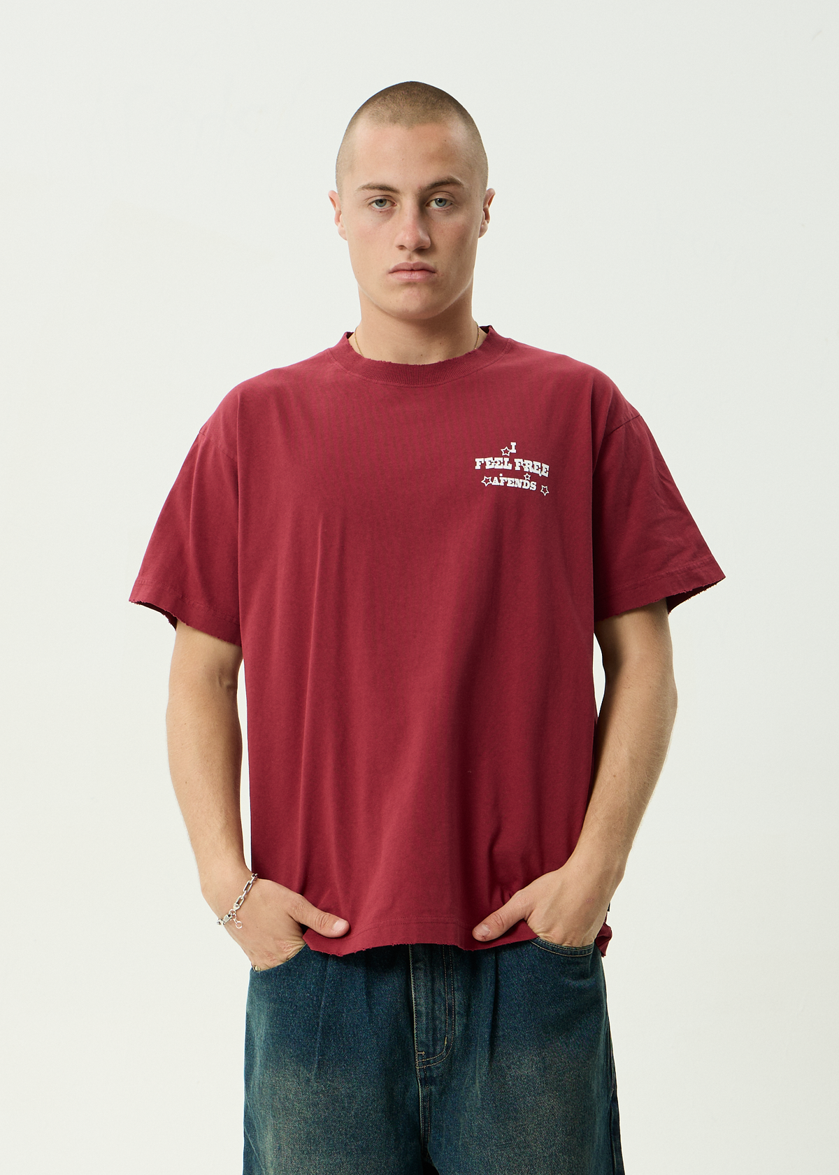 Afends Sonoran Boxy Fit Tee WASHED BURGUNDY