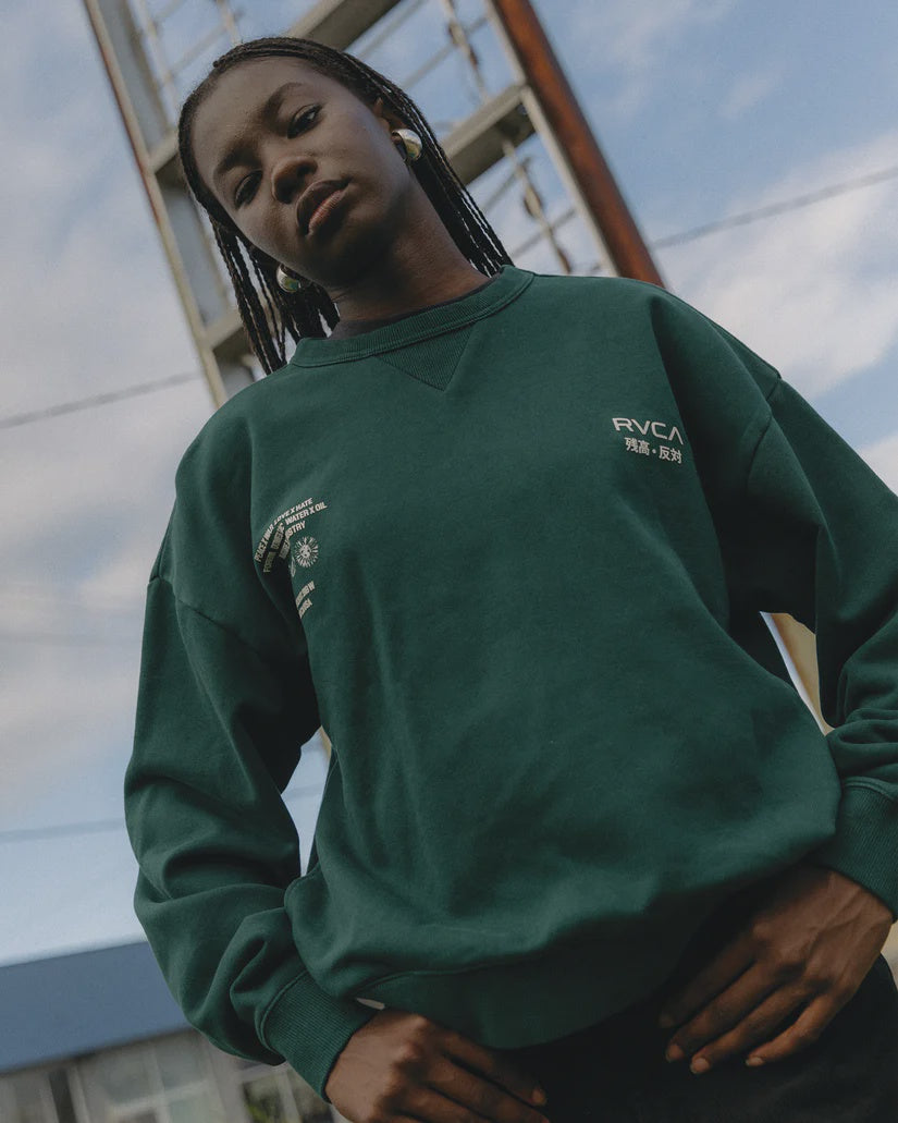 RVCA Worldly Pocket Crew HUNTER GREEN