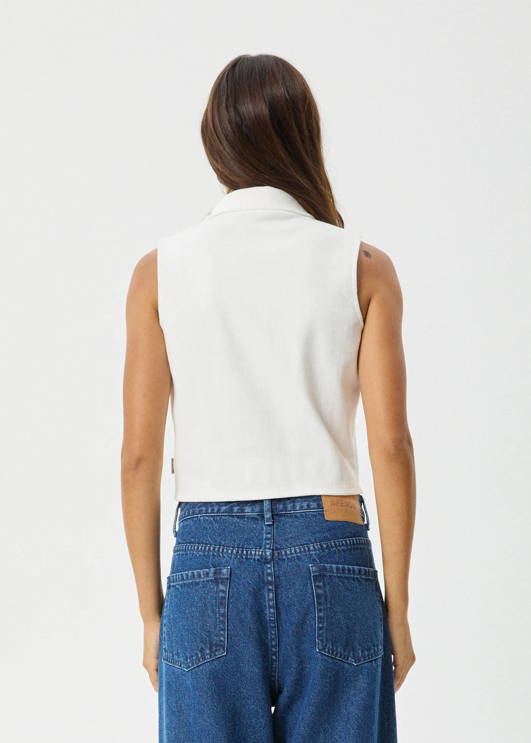 Afends Eliza Rib Sleeveless Shirt WHITE