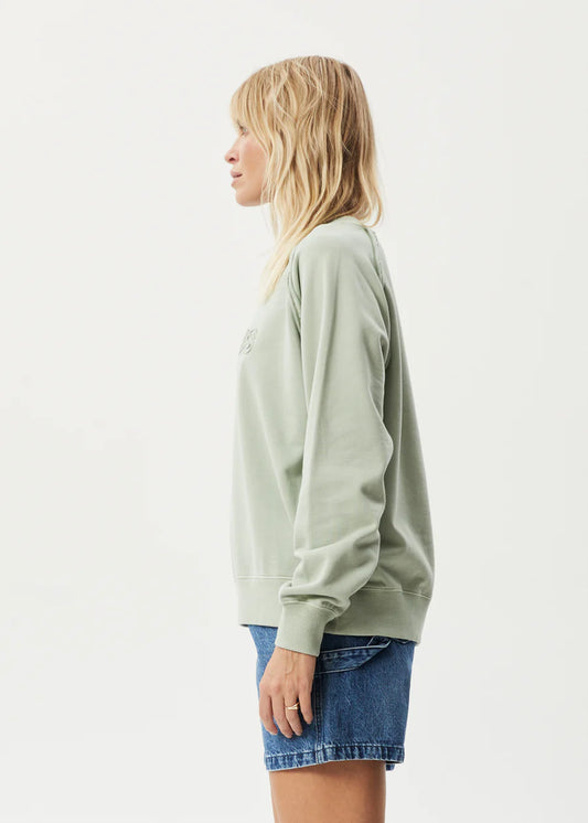 Afends Cutback Raglan Crewneck Jumper EUCALYPTUS