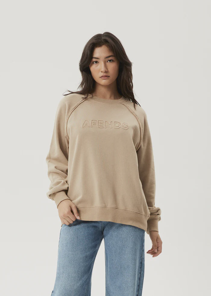Afends Cutback Recycled Raglan Crewneck TAUPE