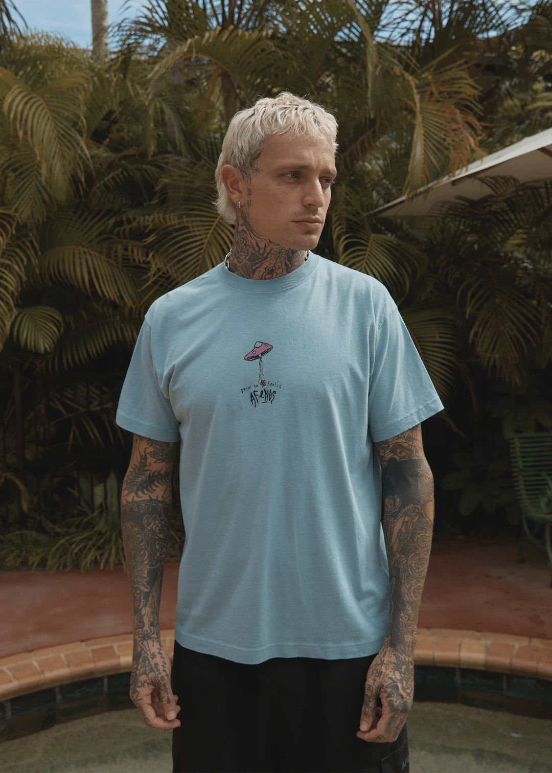 Afends High Priority Hemp Boxy Fit Tee OCEAN SPRAY