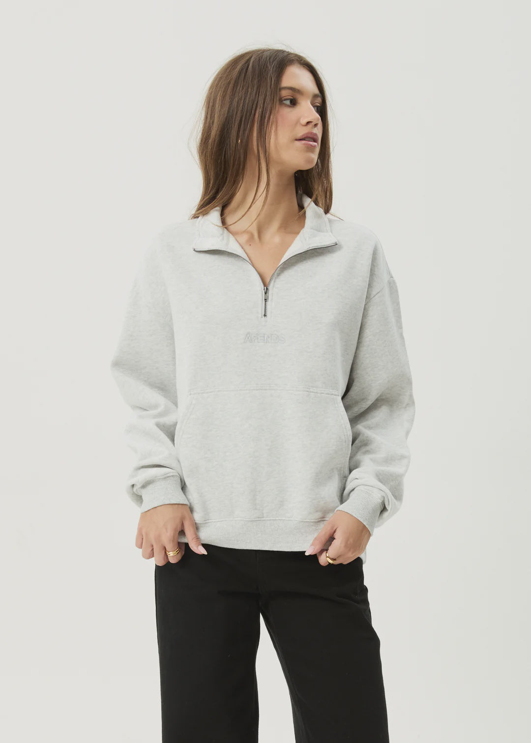 Afends Carter Quarter Zip Jumper GREY MARLE