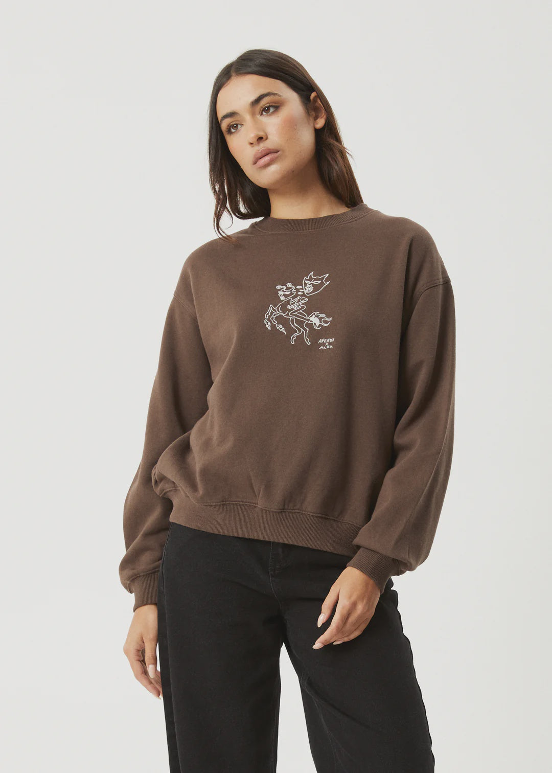 Afends Mackie Crew Neck Jumper COFFEE