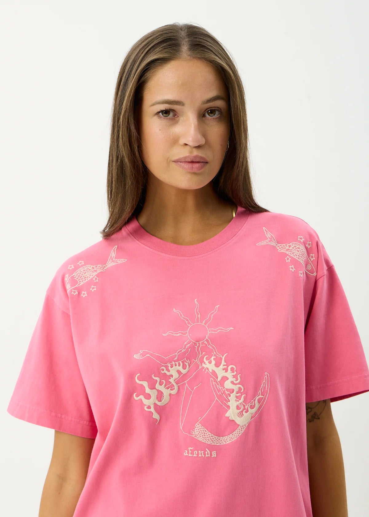 Afends Sea Siren Oversized Tee WASHED RASPBERRY