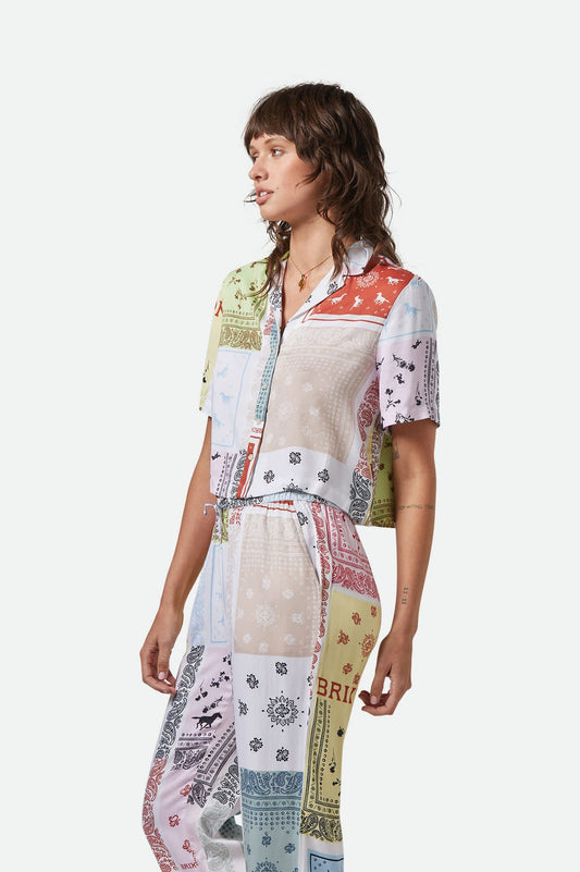 Brixton Silky SS Bowling Button Down Shirt MULTI COLOR BANDANA