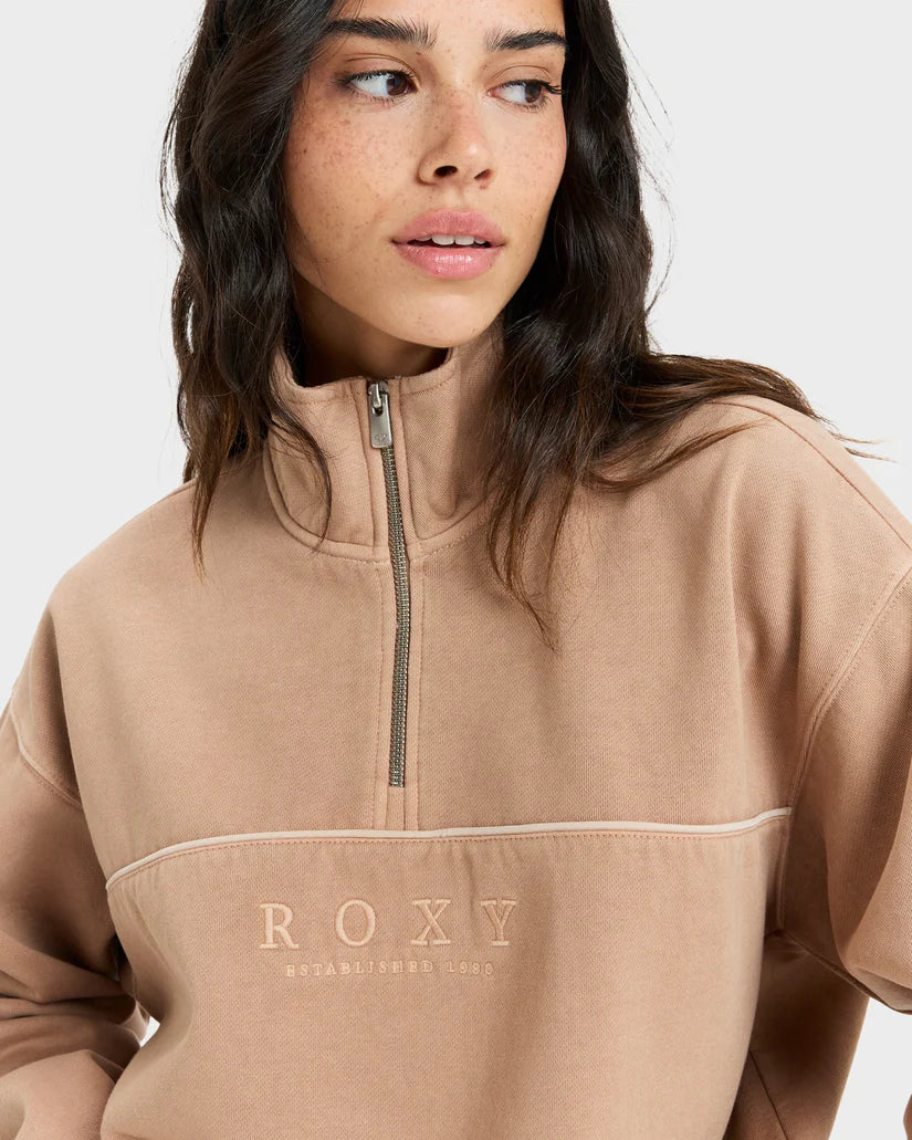 Roxy Our Town Half Zip Jumper PORTABELLA