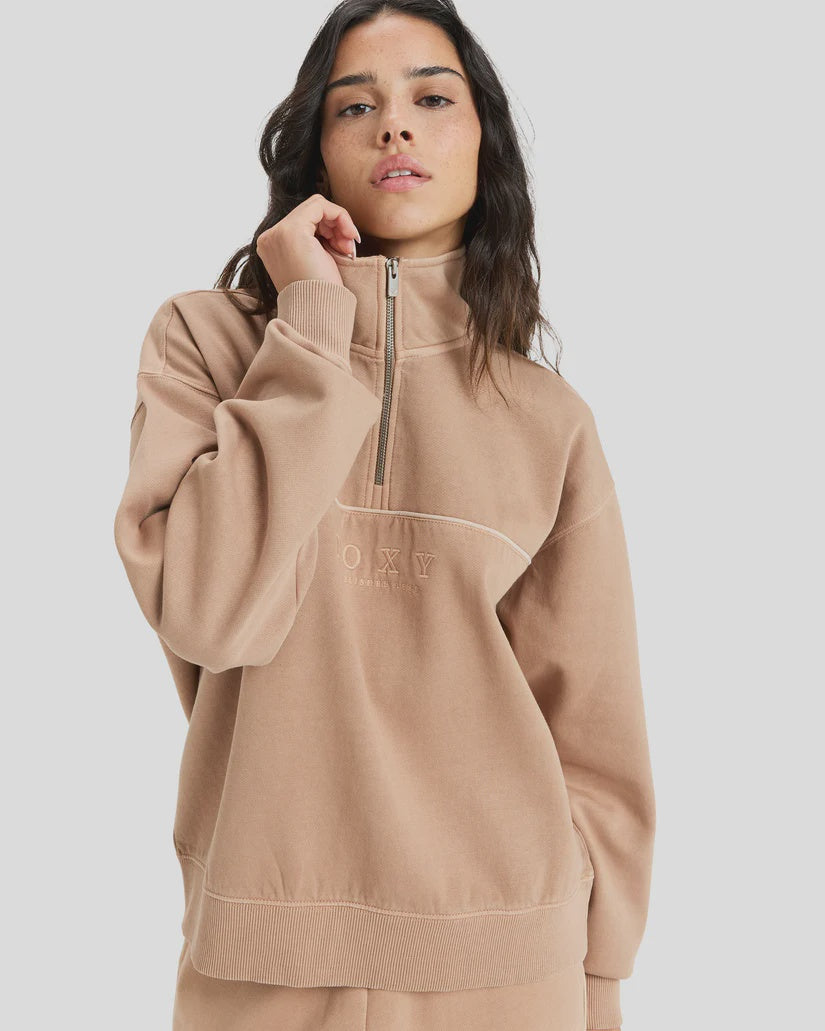 Roxy Our Town Half Zip Jumper PORTABELLA