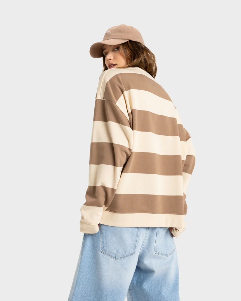 Roxy Strictly Stripes Oversized Jumper PARCHMENT STRICTLY STRIPE