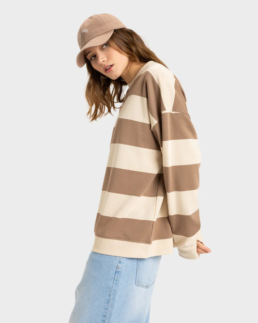 Roxy Strictly Stripes Oversized Jumper PARCHMENT STRICTLY STRIPE