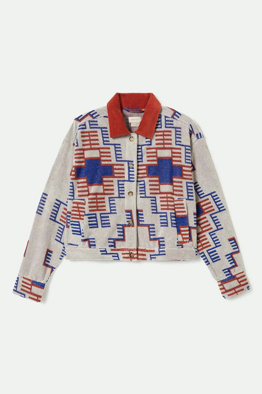 Brixton Trail Terry ClothTrucker Jacket ELECTRONIC INDIGO PATTERN