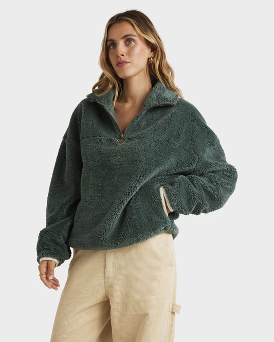 Billabong Old Days Half Zip Crew FOREST