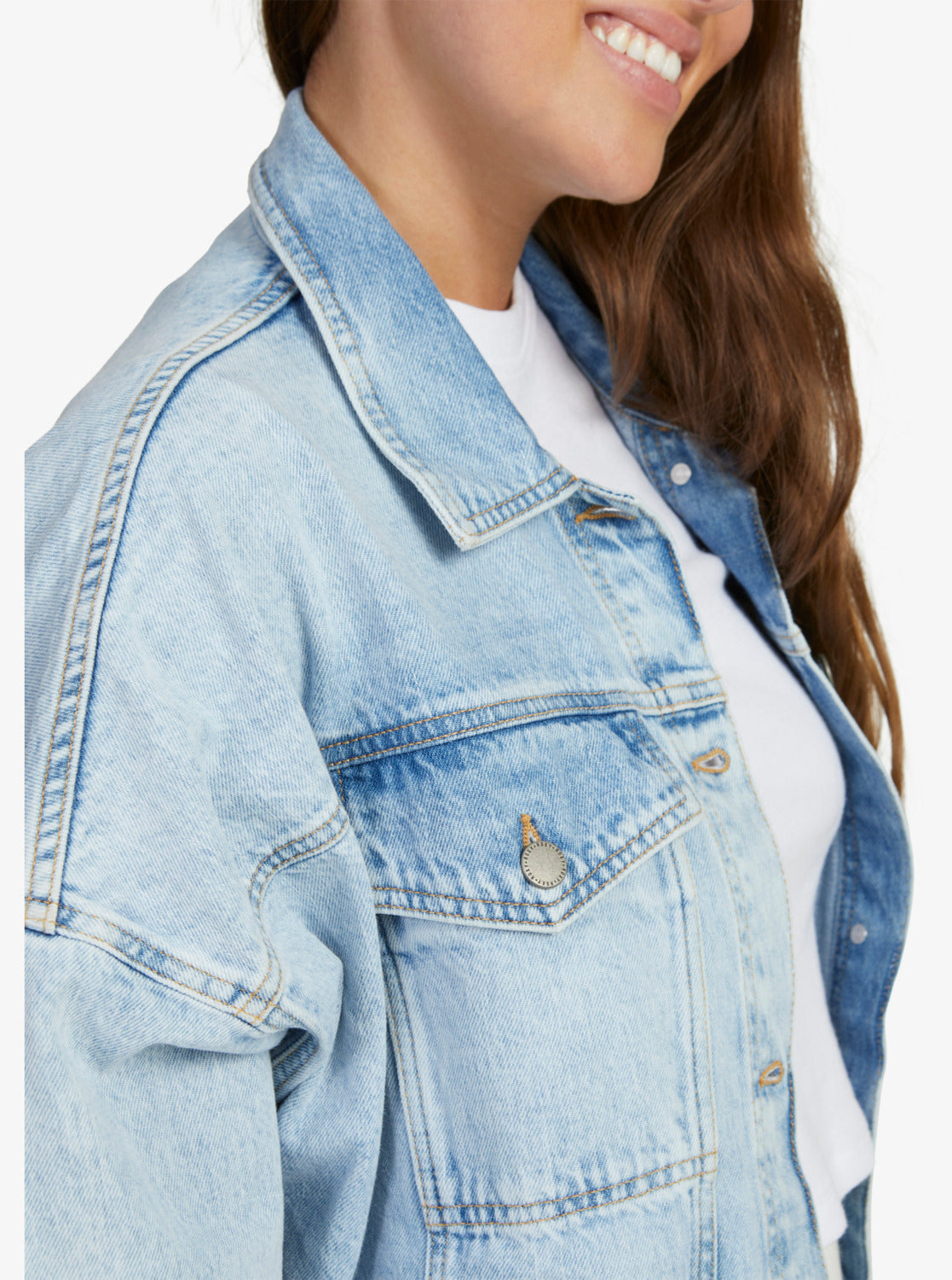 Roxy The Ocean Is Calling Glacier Boyfriend Denim Jacket GLACIER