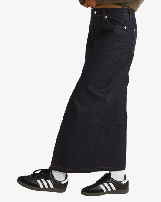 RVCA Denim Midi Skirt INDIGO