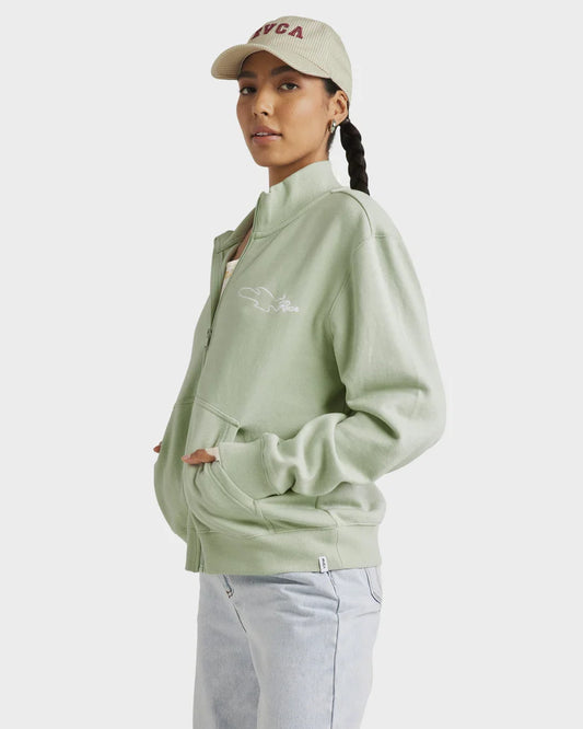 RVCA Matcha Slouched Zip Thru Jumper GREEN TEA