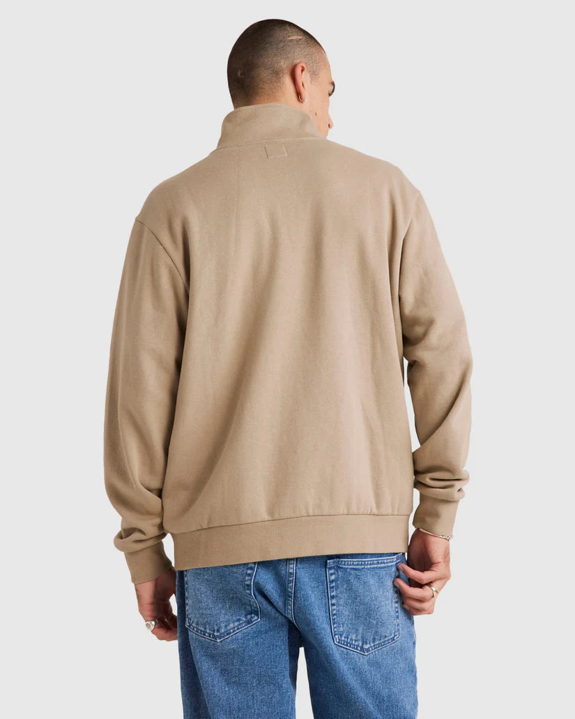 RVCA United Half Zip Crew MUSHROOM