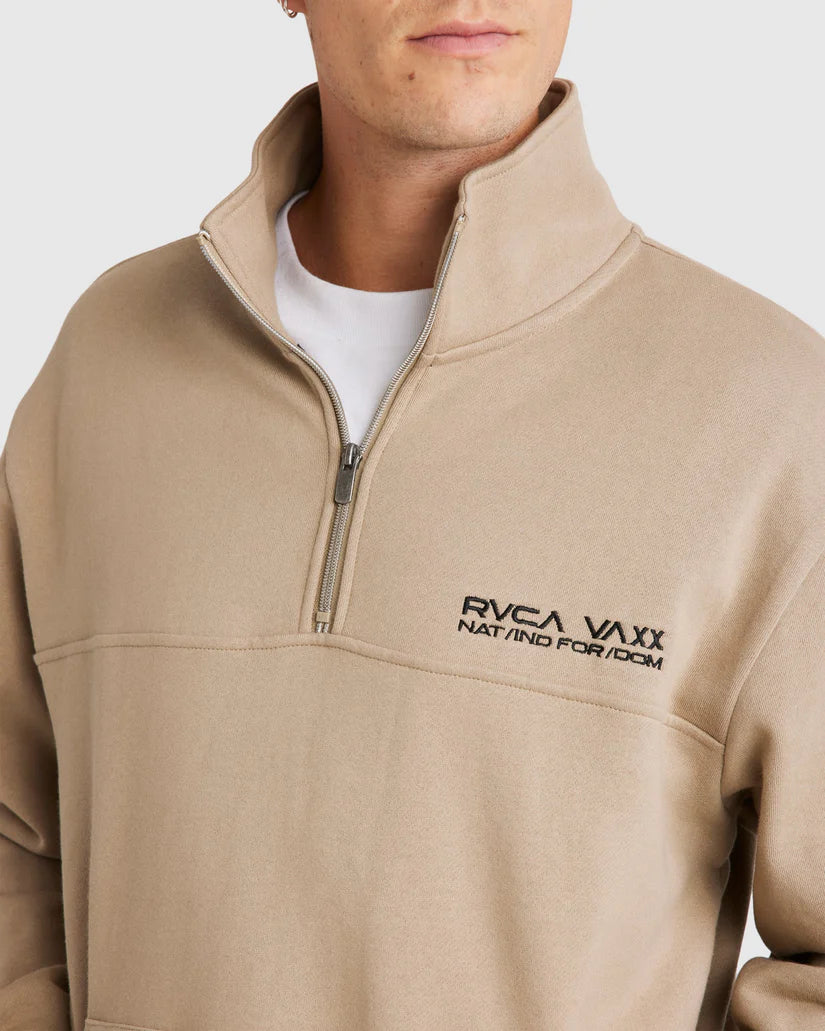 RVCA United Half Zip Crew MUSHROOM