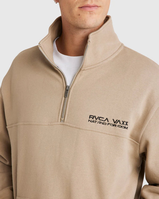 RVCA United Half Zip Crew MUSHROOM