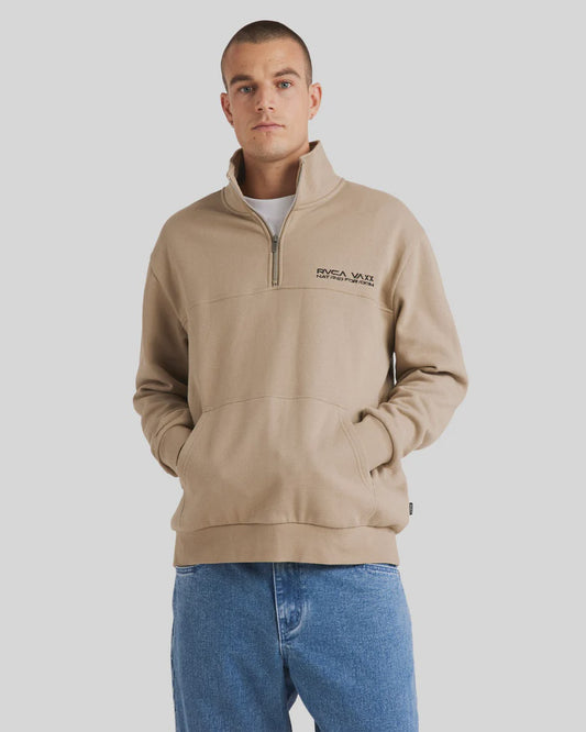 RVCA United Half Zip Crew MUSHROOM