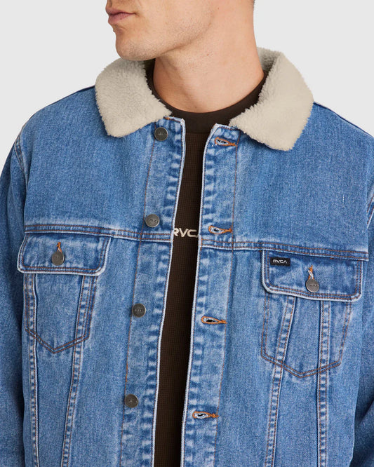 RVCA Denim Sherpa Trucker Jacket VINTAGE BLUE