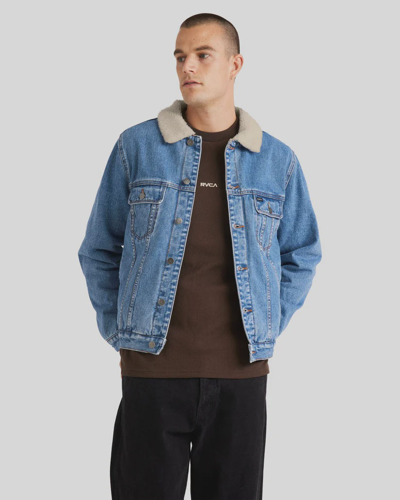 RVCA Denim Sherpa Trucker Jacket VINTAGE BLUE