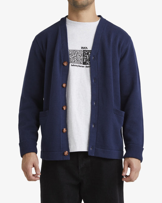 RVCA Nevermind Cardigan  MOODY BLUE