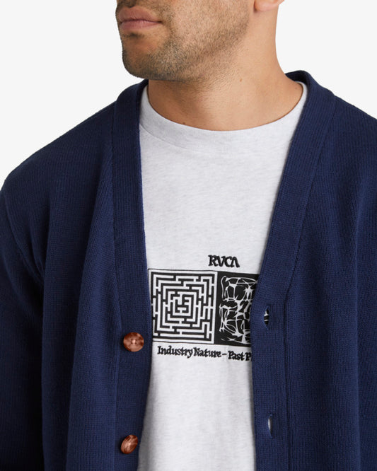 RVCA Nevermind Cardigan  MOODY BLUE