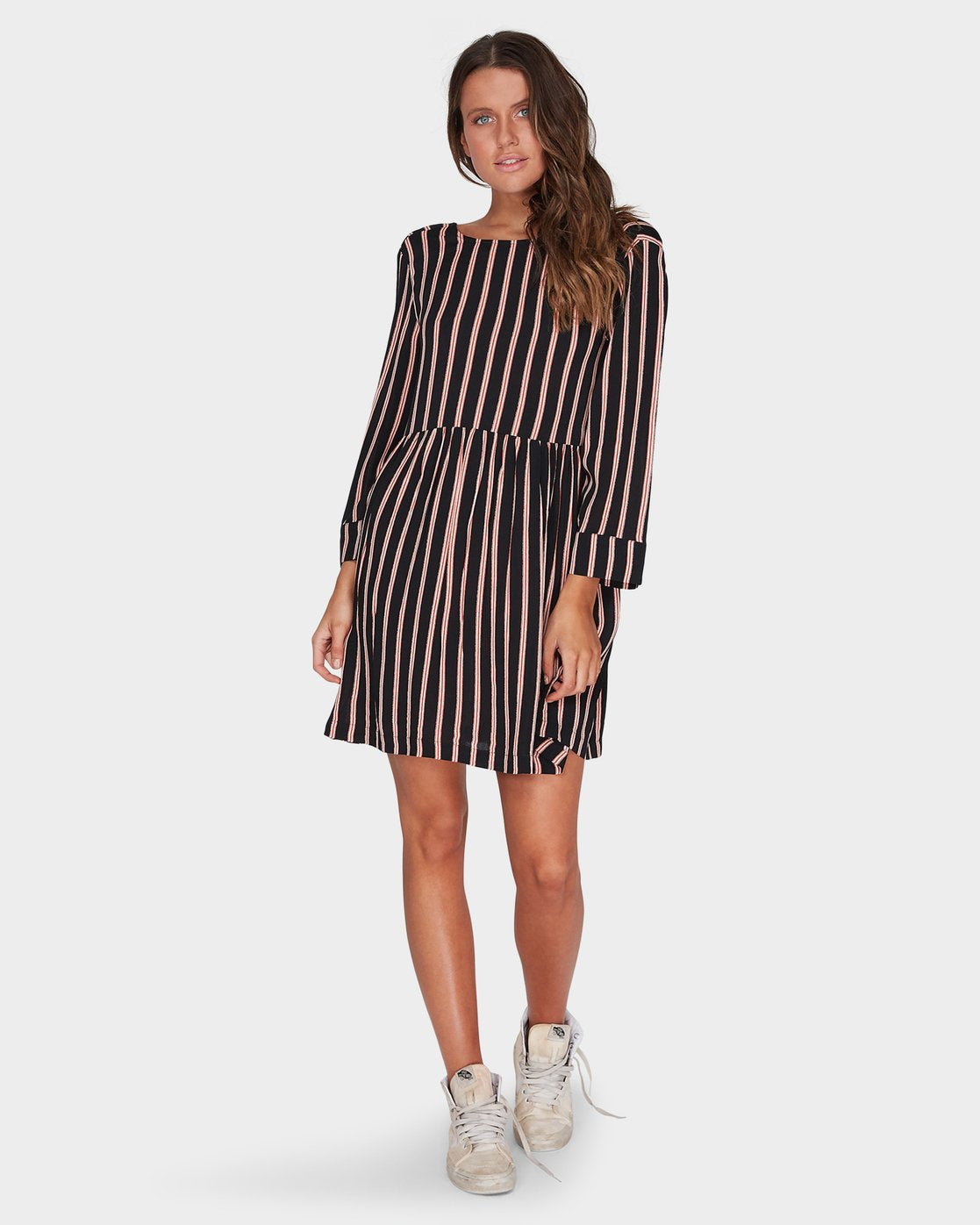 Billabong black and outlet white striped dress