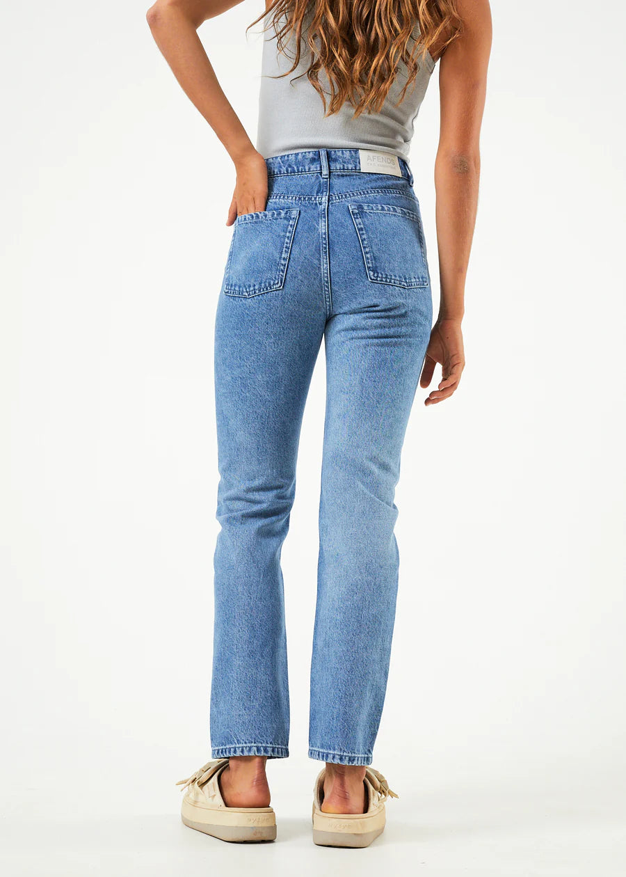 Afends Kylie Hemp Denim Slim Fit Jeans WORN BLUE