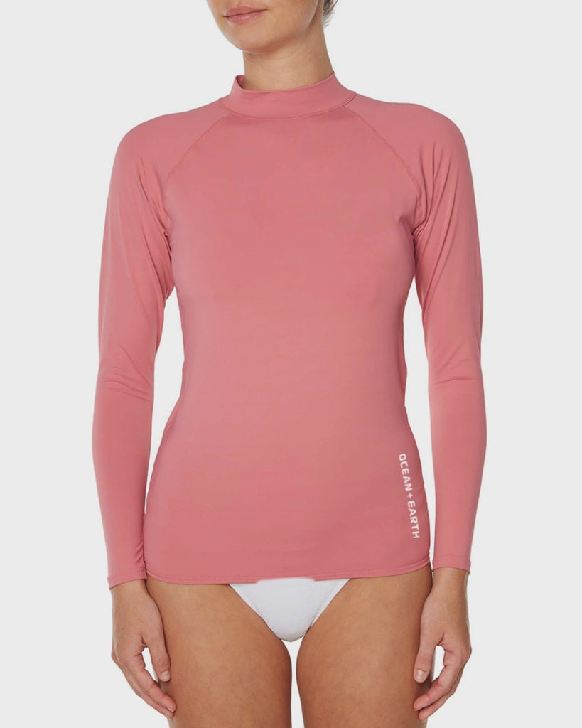 Ocean & Earth Ladies Waves LS Rash Shirt DUSTED PINK
