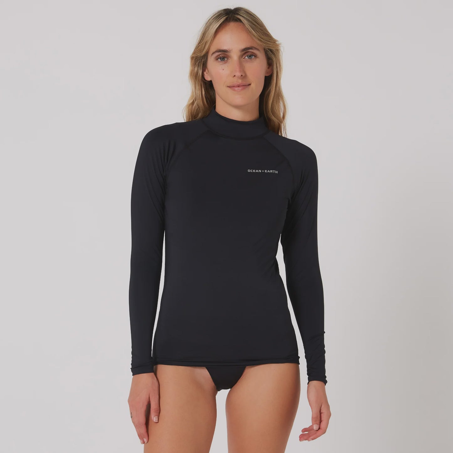 Ocean & Earth Waves Ladies L/S Rash Vest BLACK