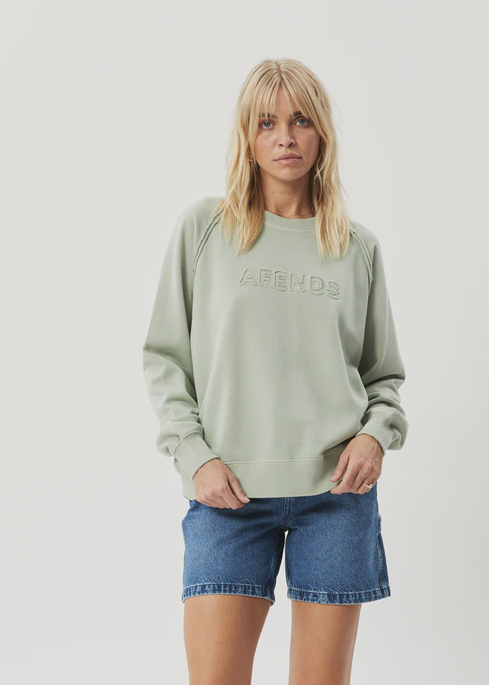 Afends Cutback Raglan Crewneck Jumper EUCALYPTUS