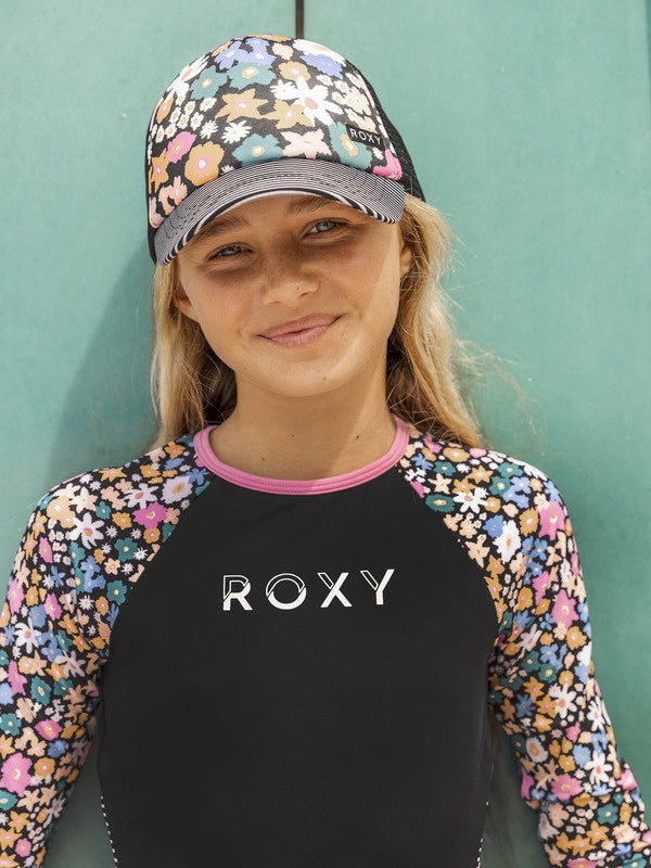 Roxy Honey Coconut Girl Trucker ANTHRACITE FLOWER POWER