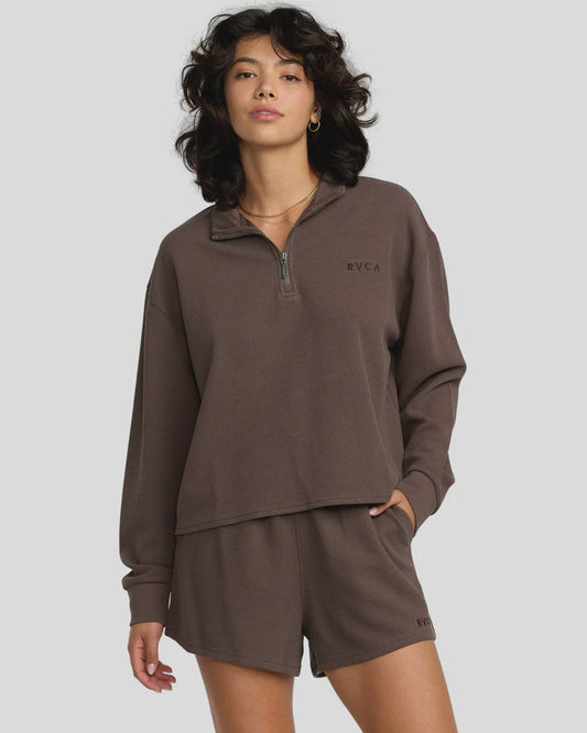 RVCA Glory Waffle Pullover BROWN BEAR