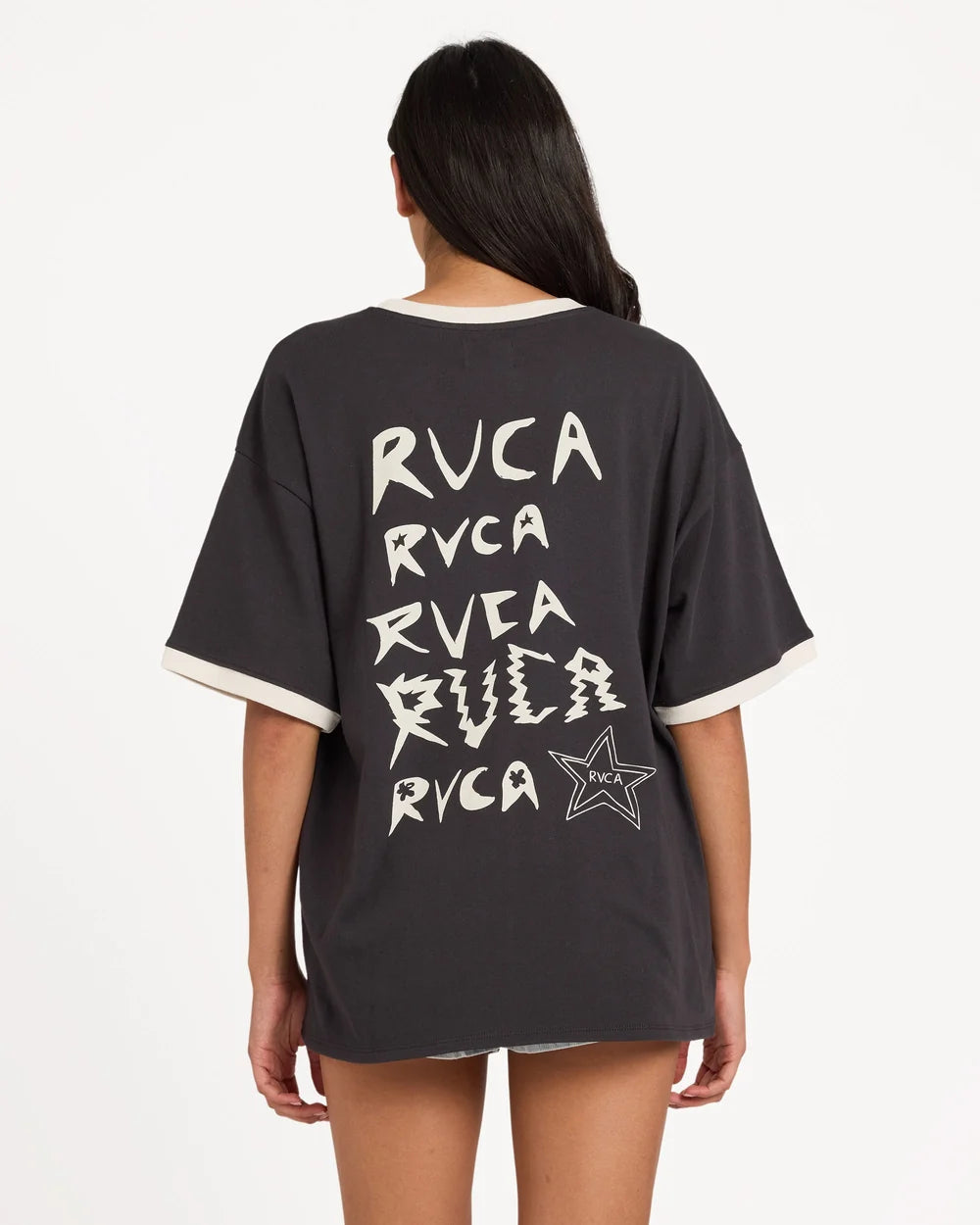 RVCA Dani Miller Oversized Ringer Tee WASHED BLACK