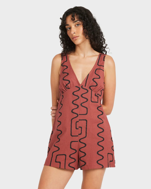 RVCA Sunnie Jumper Romper MAHOGANY